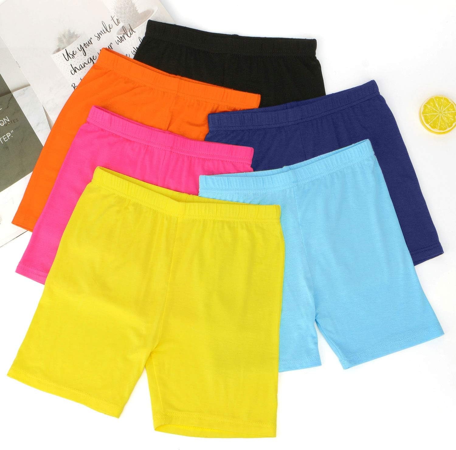Girls Dance Shorts Safety and Breathable Bike Short 6 Pack Colorful 4-5T