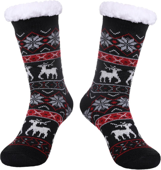 Slipper Socks for Women with Grippers, Winter Warm Fuzzy Indoor Christmas Gifts Socks