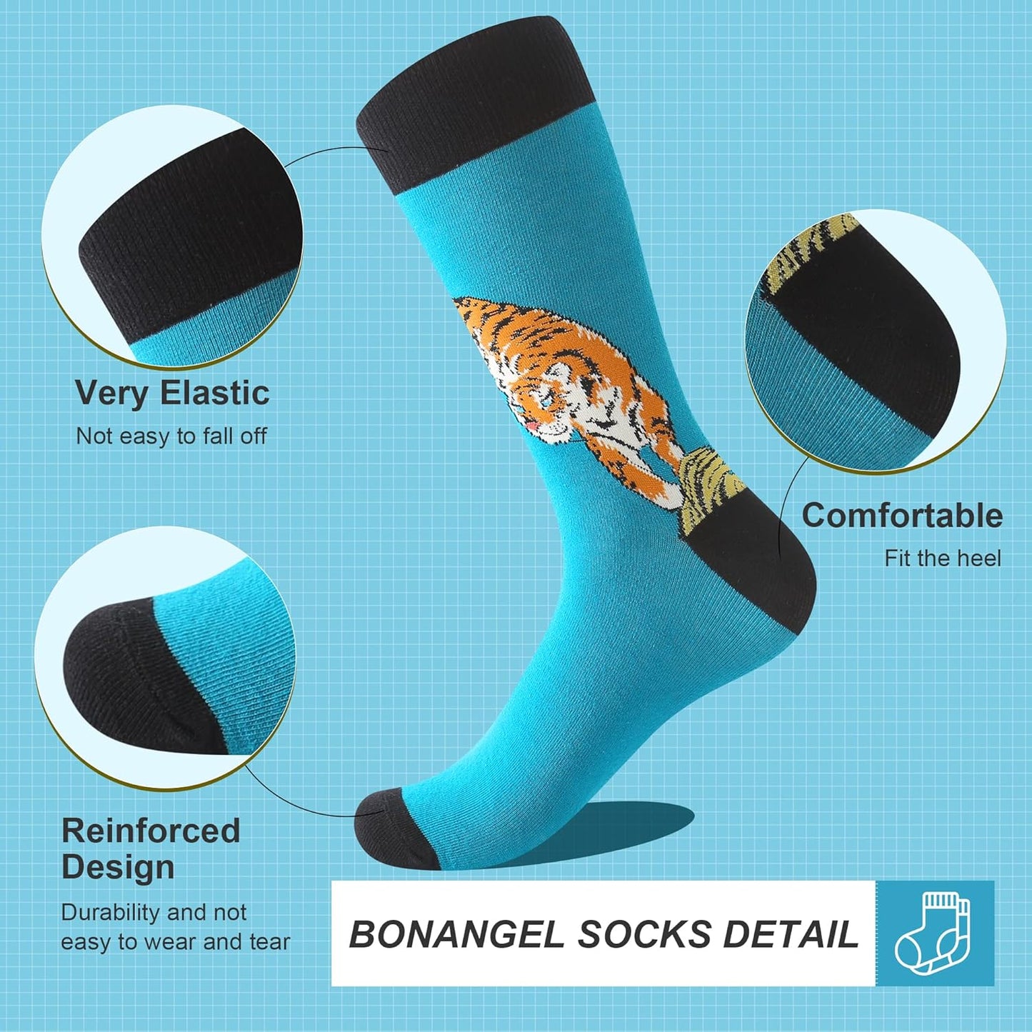 Mens Dress Socks Fun Funny Colorful Crazy Crew Dress Socks for Men 8-12
