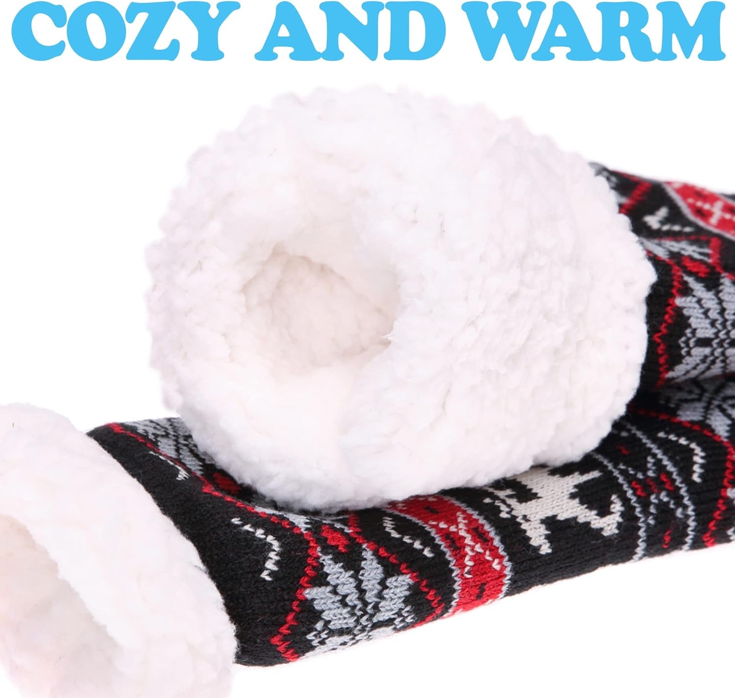 Slipper Socks for Women with Grippers, Winter Warm Fuzzy Indoor Christmas Gifts Socks